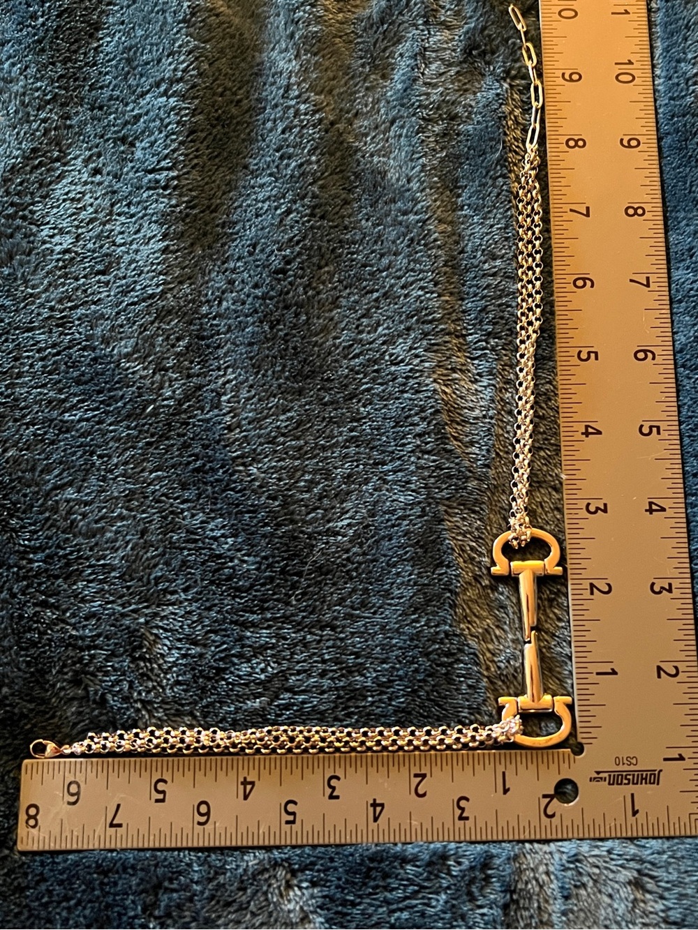 Custom Ferragamo Horsebit Hardware Necklace | Silver Multi-strand Chain 14-16” - Picture 7 of 9